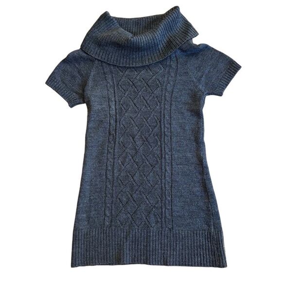 Tricot Joli Women's Grey Knit Turtleneck Sweater Tunic Mini Dress Size Small - Picture 1 of 5